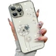 thumbnail image 1 of for iPhone Case,Luxury ElectroPlated Dandelion Pattern with Crystal Diamend Rhinestone Camera Lens Protection Shockproof Phone Case (Silver,iPhone 12 Pro), 1 of 6