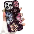 thumbnail image 1 of for iPhone Case,Luxury ElectroPlated Flower Hollow Pleated Water Ripple Pattern Bumper Camera Lens Protection Soft Shockproof Phone Case (Purple,iPhone 15 Pro), 1 of 7