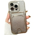 thumbnail image 1 of for iPhone Case,Luxury ElectroPlated Glitter Sparkle Sparkly Gradient Card Holder Slots Camera Lens Protection Soft Shockproof Phone Case (Silver,iPhone 13 Pro Max), 1 of 5