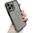 thumbnail image 1 of for iPhone Case,Luxury ElectroPlated Glitter Sparkle Sparkly Rhinestone Frame Bumper Camera Lens Protection Soft Shockproof Phone Case (Black,iPhone 13 Pro), 1 of 5