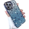 thumbnail image 1 of for iPhone Case,Luxury ElectroPlated Glitter Sparkle Sparkly Star Pattern Clear Camera Lens Protection Soft Shockproof Phone Case (Blue,iPhone 11 Pro Max), 1 of 6