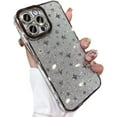 thumbnail image 1 of for iPhone Case,Luxury ElectroPlated Glitter Sparkle Sparkly Star Pattern Clear Camera Lens Protection Soft Shockproof Phone Case (Silver,iPhone 15 Pro), 1 of 6