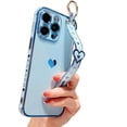 thumbnail image 1 of for iPhone Case,Luxury ElectroPlated Side Print Love Heart Pattern with Hand Bracelet Camera Lens Protection Shockproof Phone Case (Blue,iPhone 13 Pro), 1 of 6