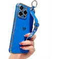 thumbnail image 1 of for iPhone Case,Luxury ElectroPlated Side Print Love Heart Pattern with Hand Bracelet Camera Lens Protection Shockproof Phone Case (Navy Blue,iPhone 14), 1 of 6