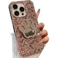 thumbnail image 1 of for iPhone Case,Luxury ElectroPlated Water Ripple with Paw Make Up Mirror Kickstand Silicone Camera Lens Protection Soft Shockproof Phone Case (Rose Gold,iPhone 14 Pro), 1 of 6