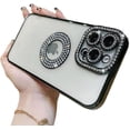 thumbnail image 1 of for iPhone Case,Luxury Glitter Bling Sparkle Sparkly Diamond Rhinestone Bumper Camera Lens Protection Soft Shockproof Phone Case (Black,iPhone 14 Plus), 1 of 6