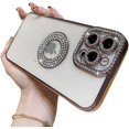 thumbnail image 1 of for iPhone Case,Luxury Glitter Bling Sparkle Sparkly Diamond Rhinestone Bumper Camera Lens Protection Soft Shockproof Phone Case (Rose Gold,iPhone 11), 1 of 6