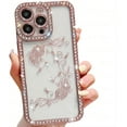 thumbnail image 1 of for iPhone Case,Luxury Glitter Crystal Diamend Rhinestone Sparkle Sparkly Clear Floral Flower Parttern Bumper Camera Lens Protection Soft Shockproof Phone Case (Rose Gold,iPhone 13 Pro), 1 of 6