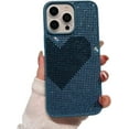 thumbnail image 1 of for iPhone Case,Luxury Glitter Crystal Sparkle Sparkly Love Heart Diamend Bumper Camera Lens Protection Soft Shockproof Phone Case (Blue,iPhone 13 Pro), 1 of 5