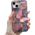 thumbnail image 1 of for iPhone Case,Luxury Water Ripple Pattern Butterfly Blu-ray Silicone Glossy Bumper Camera Lens Protection Soft Shockproof Phone Case (Pink,iPhone 14 Pro Max), 1 of 5