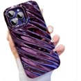 thumbnail image 1 of for iPhone Case,Luxury Water Ripple Pattern Curly Wave Frame Electroplate Bumper Camera Lens Protection Soft Shockproof Phone Case (Purple,iPhone 12 Pro), 1 of 6
