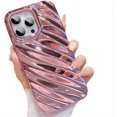 thumbnail image 1 of for iPhone Case,Luxury Water Ripple Pattern Curly Wave Frame Electroplate Bumper Camera Lens Protection Soft Shockproof Phone Case (Rose Gold,iPhone 15), 1 of 6