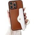 thumbnail image 1 of for iPhone Case,PU Leather Kickstand Card Holder Slots with Ring Holder Bumper Camera Lens Protection Soft Shockproof Phone Case (Brown,iPhone 14 Plus), 1 of 7