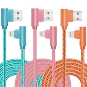 APFEN Fast Charging Cable 10FT 3Pack 90 Degree Nylon Braided Cord Compatible with iPhone charger iPhone 14/13/12 and More