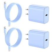 iPhone Charger, 20W USB C Wall Charger Block-2 Pack with 6ft Fast Charging Cables Compatible with iPhone 14/13/12/11/XS/XR/X/8-Blue