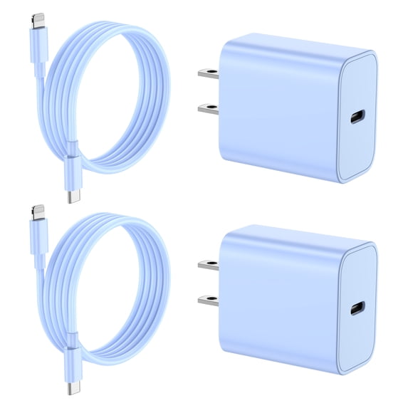 iPhone Charger, 20W USB C Wall Charger Block-2 Pack with 6ft Fast Charging Cables Compatible with iPhone 14/13/12/11/XS/XR/X/8-Blue