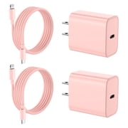 iPhone Charger, 20W USB C Wall Charger Block-2 Pack with 6ft Fast Charging Cables Compatible with iPhone 14/13/12/11/XS/XR/X/8-Pink
