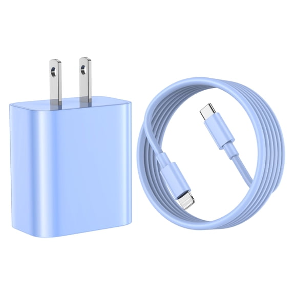 iPhone Charger, 25W PD White Fast Charger Block with 6ft Fast Charging Cables Compatible with iPhone 14/13/12/11-Blue