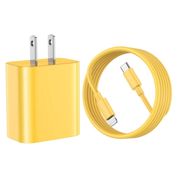 iPhone Charger, 25W PD White Fast Charger Block with 6ft Fast Charging Cables Compatible with iPhone 14/13/12/11-Yellow