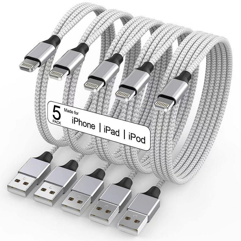 iPhone Charger, 5Pack(3/3/6/6/10 FT) iPhone Charging Cable, Apple Charger  Cord, Fast Charging High Speed for iPhone, iPad, Grey 