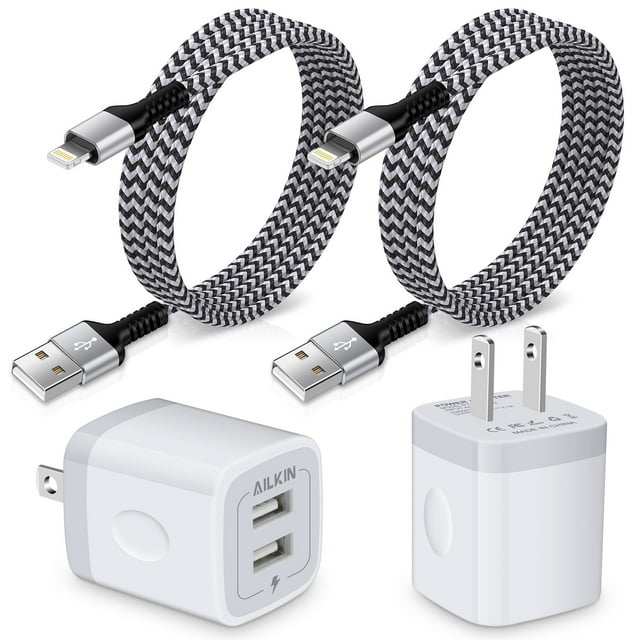 iPhone Charger,AILKIN 2PACK Charger Block with 2Pack Lightning Cables