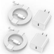 iPhone Charger, 2 Pack 20W PD White Fast Charger Block with 6ft Fast Charging Cables Compatible with iPhone 14/13/12/11