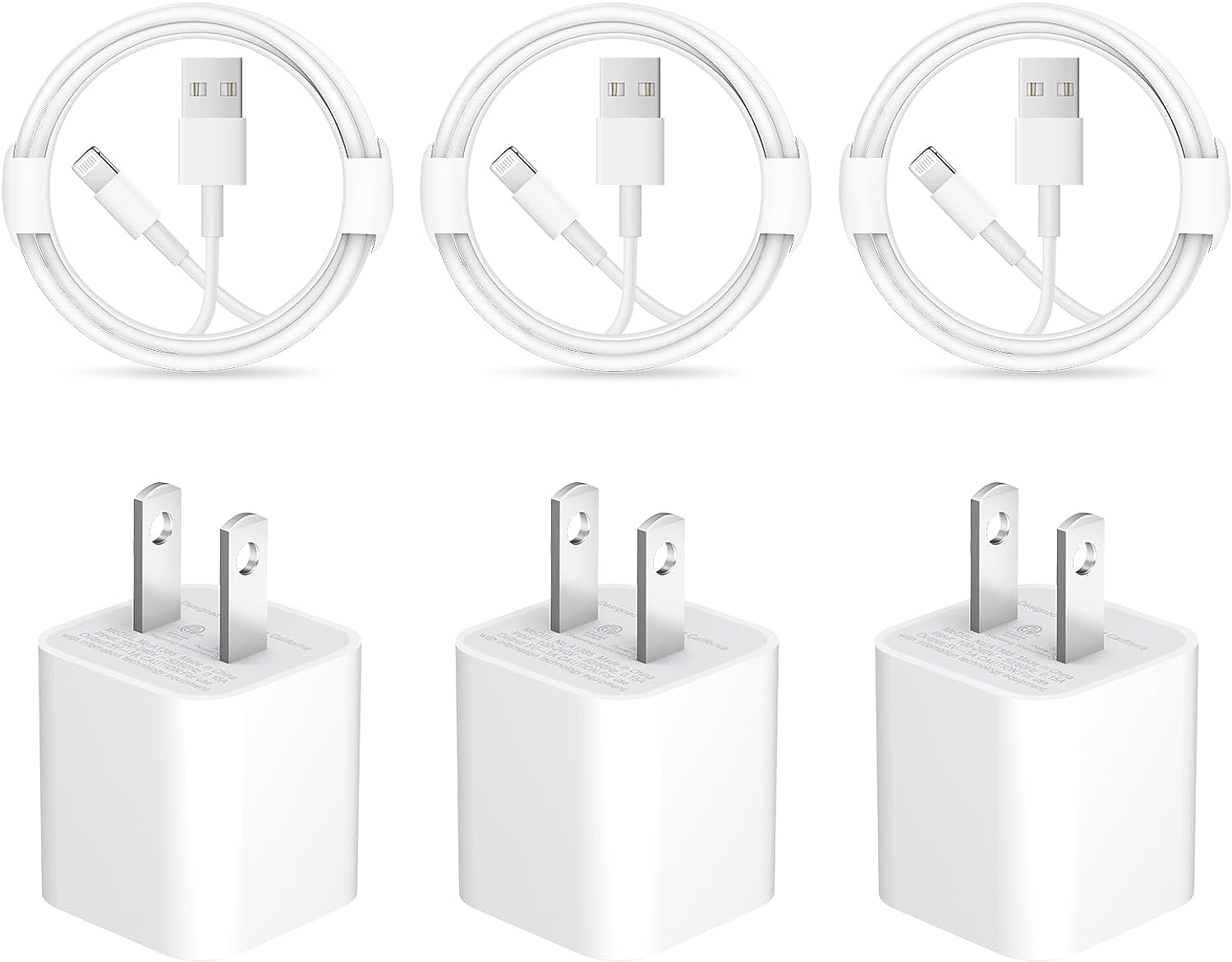 iPhone Charger [Apple MFi Certified] 3 Pack USB Wall Charger Block