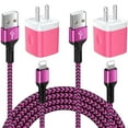 thumbnail image 1 of Compatible for iPhone Charger Block, 2 Pack USB Charging Block with Charging Cable 10FT, USB Wall Charger Adapter USB Brick Cube Power Base Fast Charger Station Compatible for iPhone, Pink, 1 of 9