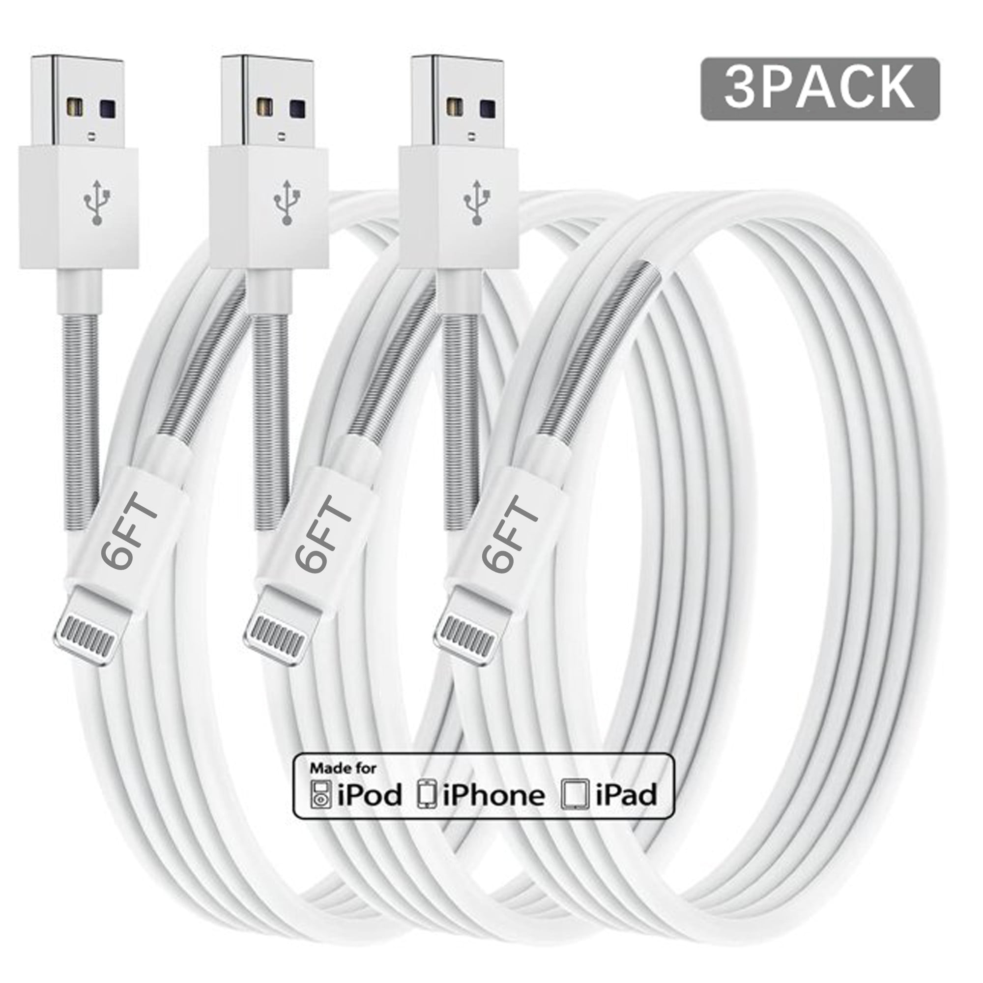 iPhone Charger Cable 6ft, [Apple MFI Certified] 3Pack Lightning Cable 6 Foot,  Long iPhone Fast Charging Cord 6 Feet for Apple iPhone 14/13 Pro Max/12/11  Pro/Xs Max/X/XR/8/7/6s/6 Plus/SE/5/iPad Case 