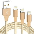 thumbnail image 1 of iPhone Charger Cable, Quntis MFi Certified iPhone Cable 3 Pack 3/6/10FT Nylon Braided Apple Lightning Cable Compatible with iPhone 14 13 12 11 Pro Max XR X 8 8Plus 7 7Plus 6 6s SE iPad Air Pro Gold, 1 of 8