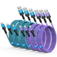 thumbnail image 1 of iPhone Charger Cable,Zacenei 6Pack Nylon Braided 6FT USB A to Lighting Charge Cords 10FT 3A High Speed Data Sync Fast Charging Wire USB Lighting Cable 6/10FT Power Cords Compatible for iPhone/iPad, 1 of 8