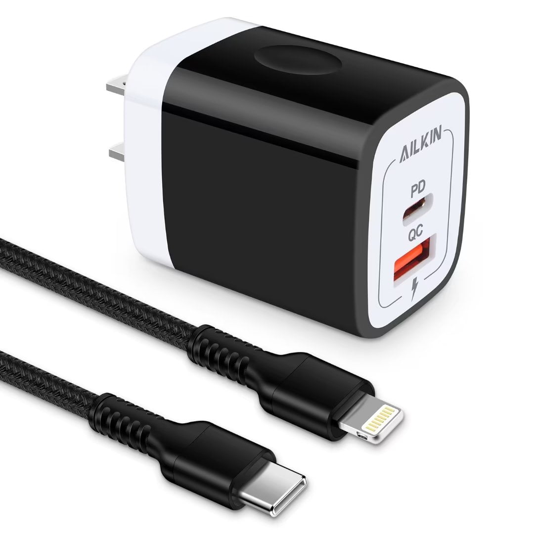 iPhone Charger,Charger Block with Lightning Cables 10ft Charging Cords,20W PD QC3.0Power