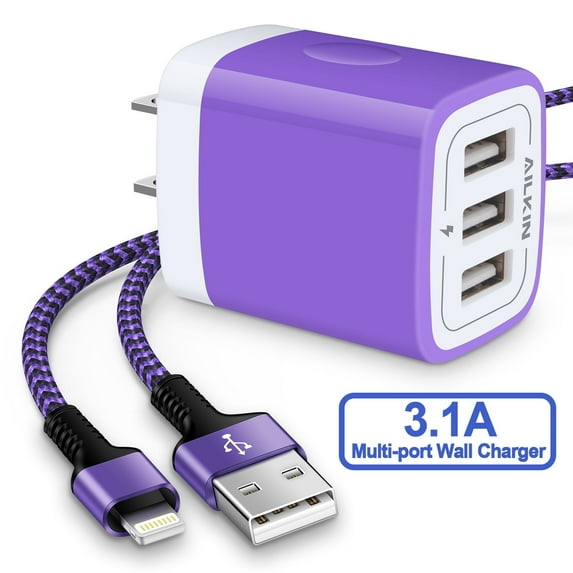 iPhone Charger,Charger Block with iPhone Charging Cables 3ft Charging Cords,USB Charger Adapter 3.1A Dual Port Fast Charging Station Power Base Charger Blocks Compatible for iPhone Wall Charger Plug