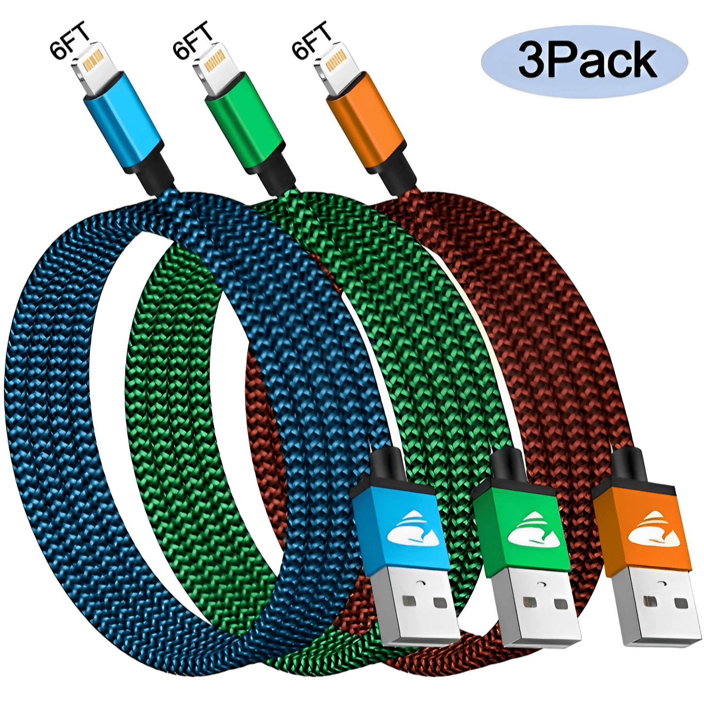 Lot 3 Cables USB Lightning Chargeur Blanc pour Apple iPhone 5 / 5S / 6 / 6S  / 6 PLUS / 6S PLUS / 7 / 7 PLUS / 8 / 8