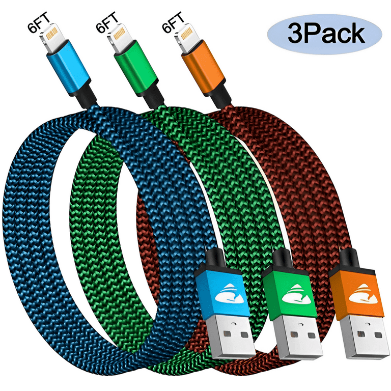 3Pack iPhone Charger Cord Mfi Certified Lightning Cable (3ft 6ft 10ft)
