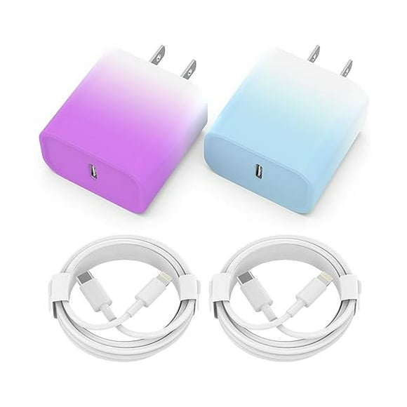 iPhone Charger Fast Charging, 2 Pack 20W USB C Wall Charger Block with 2 Pack MFi Certified 6FT Type C to Lightning Cables for iPhone 14 13 12 11 Pro Max XR XS X, iPad,AirPods ProColorful-2