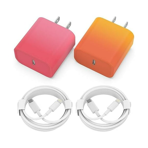 iPhone Charger Fast Charging, 2 Pack 20W USB C Wall Charger Block with 2 Pack MFi Certified 6FT Type C to Lightning Cables for iPhone 14 13 12 11 Pro Max XR XS X, iPad,AirPods ProColorful-4