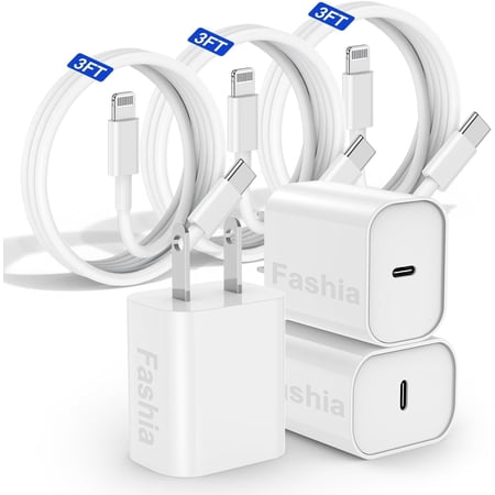 Charger Fast Charging, 3FT USB C Wall Charger Adapter with 3 Pack 3ft Type C to L Cable Compatible with iPhone 14,13,13 Pro,12,12 Mini,Pro,Pro Max