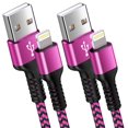 thumbnail image 1 of HAOANO 2Pack iPhone Charger Cable10FT,Nylon Braided Phone Charger Cord 10ft 3A Fast Charging Cable Compatible with iPhone 14/13/12/11 Xs,Pink, 1 of 8