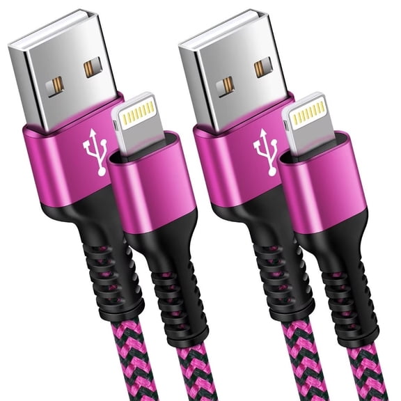 HAOANO 2Pack iPhone Charger Cable10FT,Nylon Braided Phone Charger Cord 10ft 3A Fast Charging Cable Compatible with iPhone 14/13/12/11 Xs,Pink