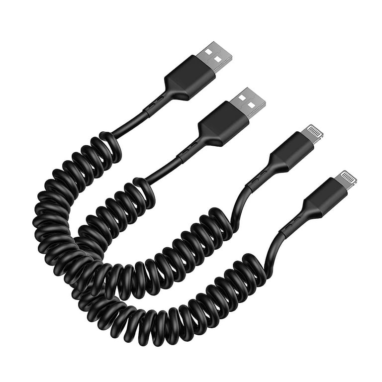 Coiled USB-C to Lightning Cable, 2 Pack Coiled Apple Carplay Cable [Mfi  Certified], USB C to Lightning Cable Short Fast Charger & Data Sync