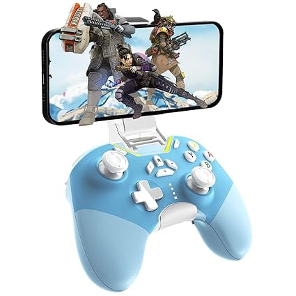 iPhone Controller with Phone Clip, Hall Effect Joystick Wireless Bluetooth Gaming Controller for Android/iPhone/Apple Arcade MFi Games/PC/Switch/Steam with Macro/Lock Joystick Speed/6-Axis/Motor/Turb