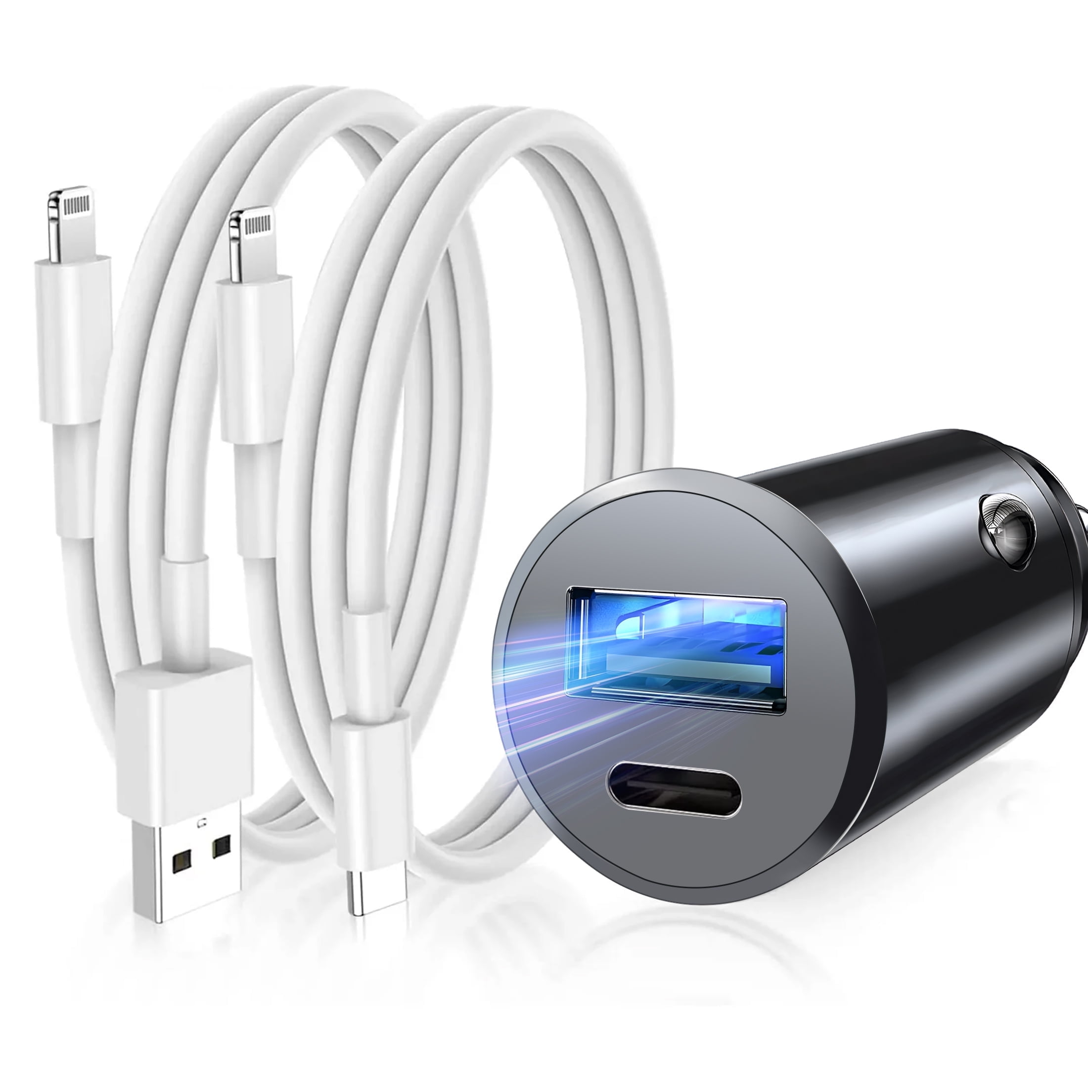 20W iPhone Fast Car Charger, Dual USB A/C, Adapter