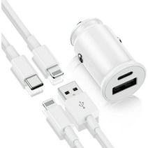 iPhone Fast Car Charger, [Apple MFi Certified] Apple Car Charging Adapter, Dual Port USB A and USB C Plug with 2Pack 6ft Lightning Cable for iPhone 14 Pro/13 Pro Max/12 Mini/11 Pro/SE/X/8, iPad case