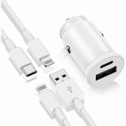 iPhone Fast Car Charger, [Certified] Car Fast Charging Adapter, Dual Port USB A + USB C Plug with 2 Pack 6ft USB-C to 8-Pin + USB-A to 8-Pin Cable for iPhone 14 Pro/13 Pro Max/12 Mini/11 Pro/SE/X/8