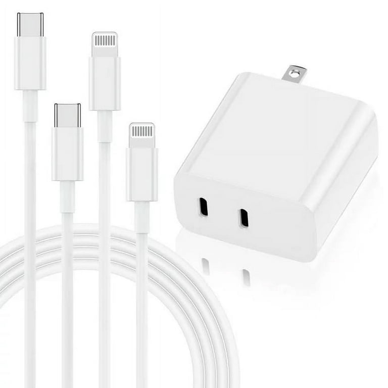 iPhone Fast Charger Block, Apple MFi Certified 40W Dual Port USB C Wall Charger Plug with 2 Pack 6ft Lightning Cord, Type C Adapter for Apple iPhone