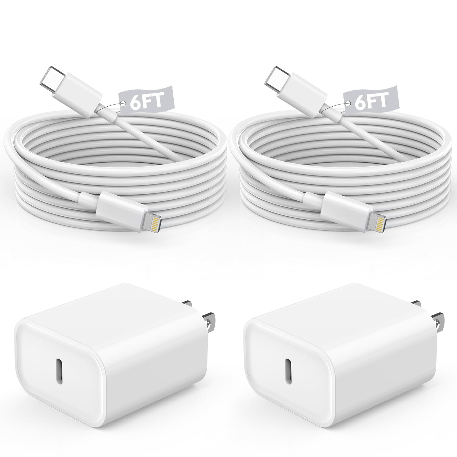 USB C Charger,2Pack 20W Fast Charging Block  with 2 Pack 6FT Cable Compatible with iPhone 14 13 12 11 Pro Max XR XS X,iPad Case