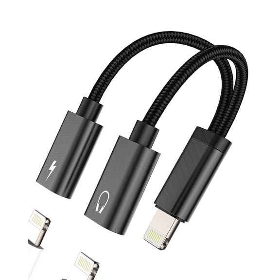 for iPhone Headphone Adapter (2in1) Dual Lightning Jack Dongle Charging Audio Splitter Charger Aux Connector Power Port 14 13Pro for iPad for Apple Certified Mfi Cable Double Lighting to Music Charge