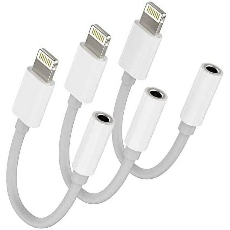 iPhone Headphone Adapter, 3 Pack Lightning to 3.5mm Headphone/Earphone Jack  Aux Audio Adapter Converter Dongle Compatible for iPhone 14 13 12 11 XS XR  X 8 7 iPad, Support All iOS 