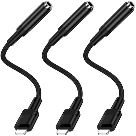 iPhone Headphone Adapter,Support Calls,3Pack iPhone Aux Dongle Cord 3.5mm Headphone Jack Adapter Converter Braided Earbuds Splitter Adaptor Audio Jack Cable Compatible with iPhone 14 13 12 11 Pro Max